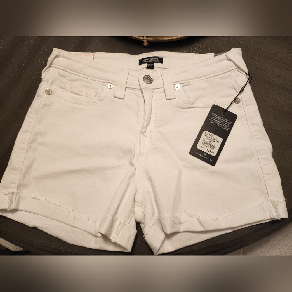 True Religion Classic White Jennie Jean Shorts